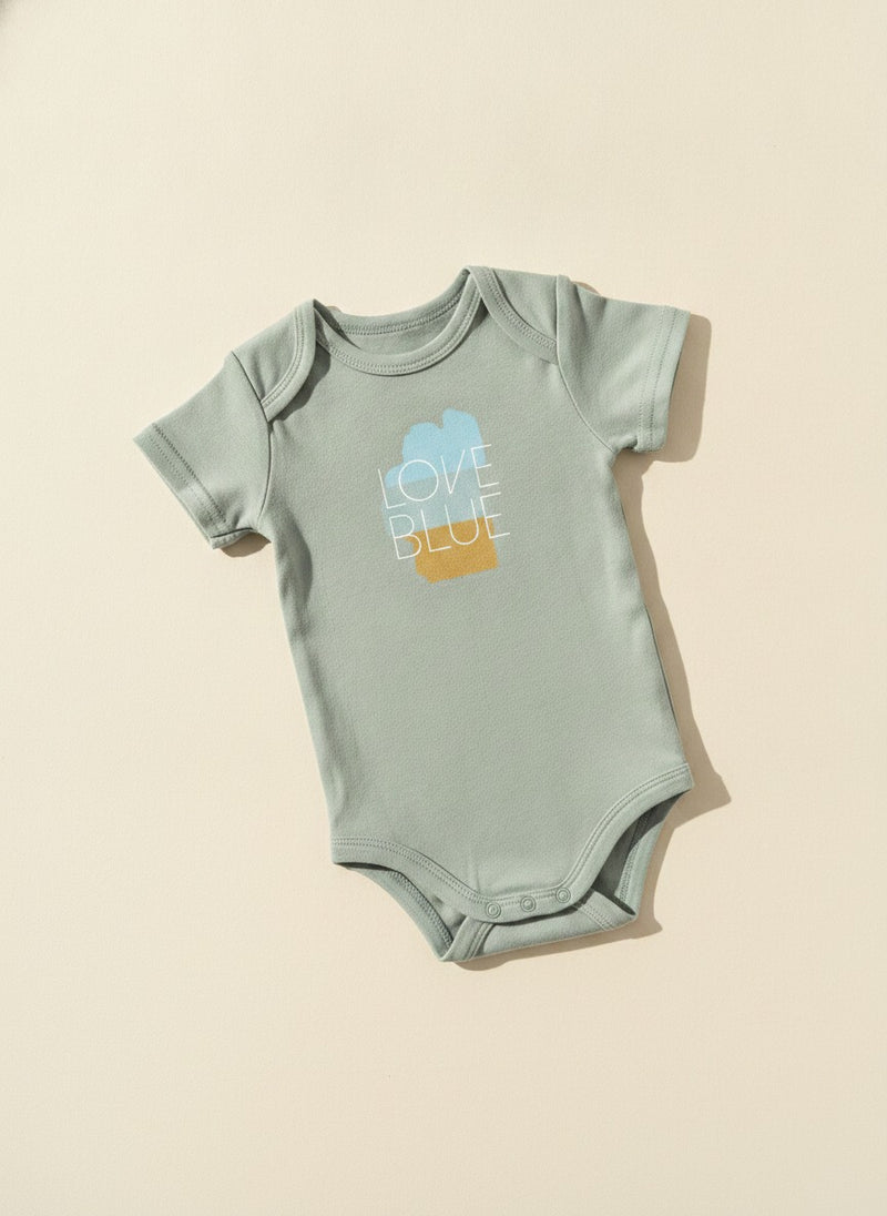 Baby Short Sleeve Love Blue Onesie