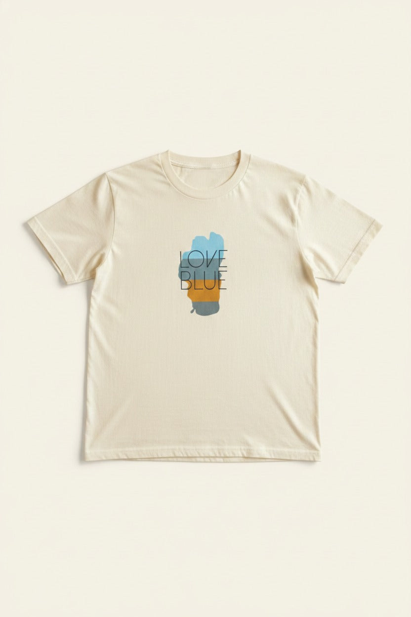Kids' Love Blue Tee in Natural Layered