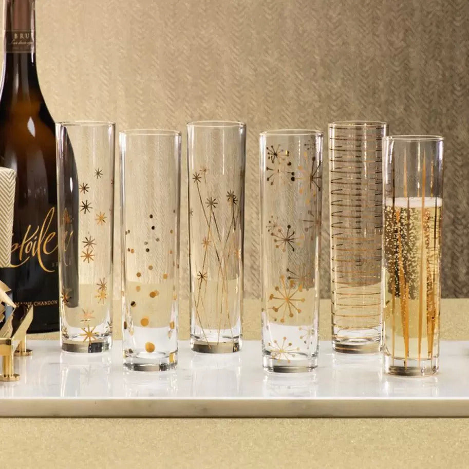 La Fete Golden Champagne Flutes | California 89