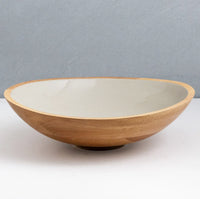 Mango Wood & Taupe Enamel bowl, XL