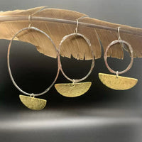 Brit Black Half Moon Large Earrings Silver Gold | California 89