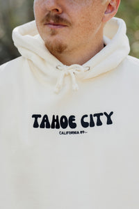 Unisex Bubble Tahoe City Hooded Sweatshirt in Bone, graphic