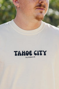 Unisex Bubble Tahoe City Short Sleeve T-Shirt in Ivory, graphic