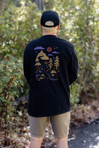 Unisex Long Sleeve Bike Truckee in Black, back print