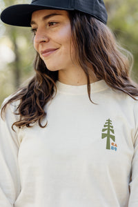 Unisex Long Sleeve CA89 Blocks in Ivory, chest logo
