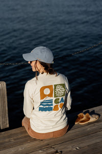 Unisex Long Sleeve CA89 Blocks in Ivory, back print
