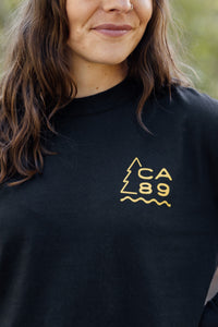 Unisex Long Sleeve Sierra Horizon in Black, chest logo
