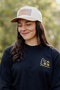 Unisex Long Sleeve Sierra Horizon in Black, chest logo