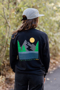 Unisex Long Sleeve Sierra Horizon in Black, back print
