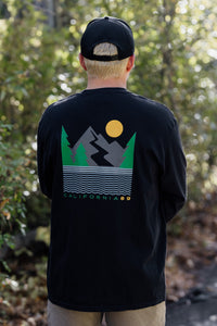 Unisex Long Sleeve Sierra Horizon in Black, back print