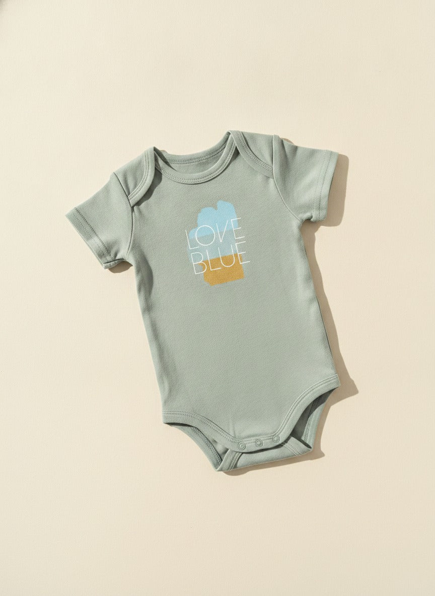 Baby Love Blue Onesie in Canal Blue