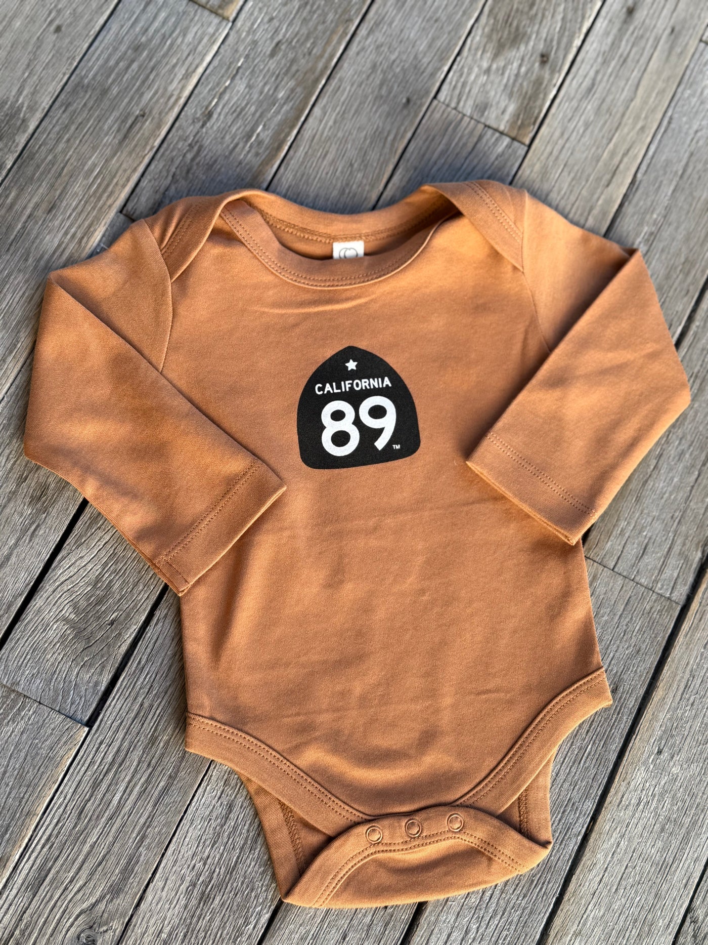 Baby Long Sleeve Onesie Tahoe Shield Bodysuit by California 89, Truckee CA