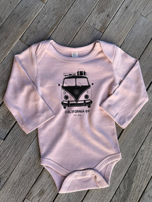 Baby Long Sleeve Onesie VW Bus Tahoe Bodysuit | California 89