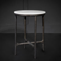 Baron End Table, Cloud Marble and Antique Brass 18 × 18 × 23 in