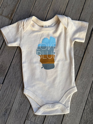 Baby Short Sleeve Love Blue Onesie