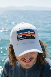 Trucker Hat with Mountain and Sky Rubber Patch | California 89