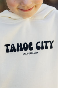 Kid's Bubble Tahoe City Hooded Sweatshirt in Bone, graphic