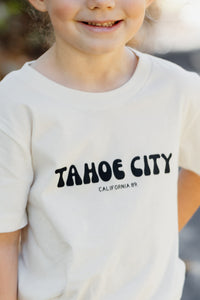 Kid's Bubble Tahoe City Short Sleeve T-Shirt in Vintage White, graphic
