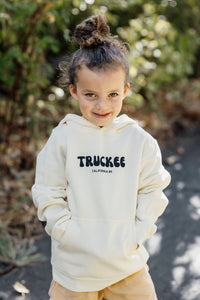 Kids' Bubble Truckee Hoodie in Bone, close up