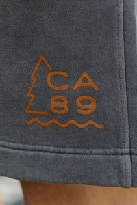 Men's Faded Relax Track Short in Faded Grey, CA89 logo