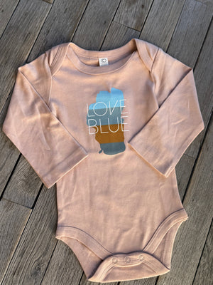 Baby Long Sleeve Love Blue Onesie
