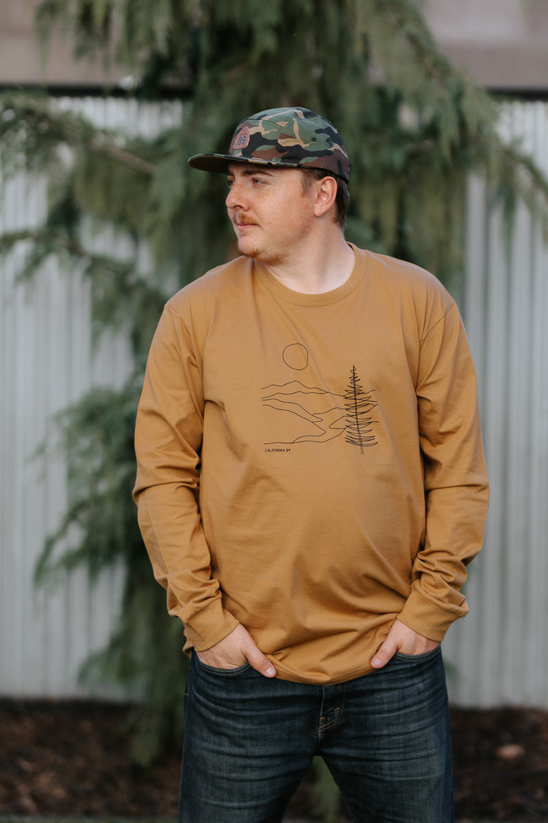 Men's Long Sleeve River Illustration T-Shirt