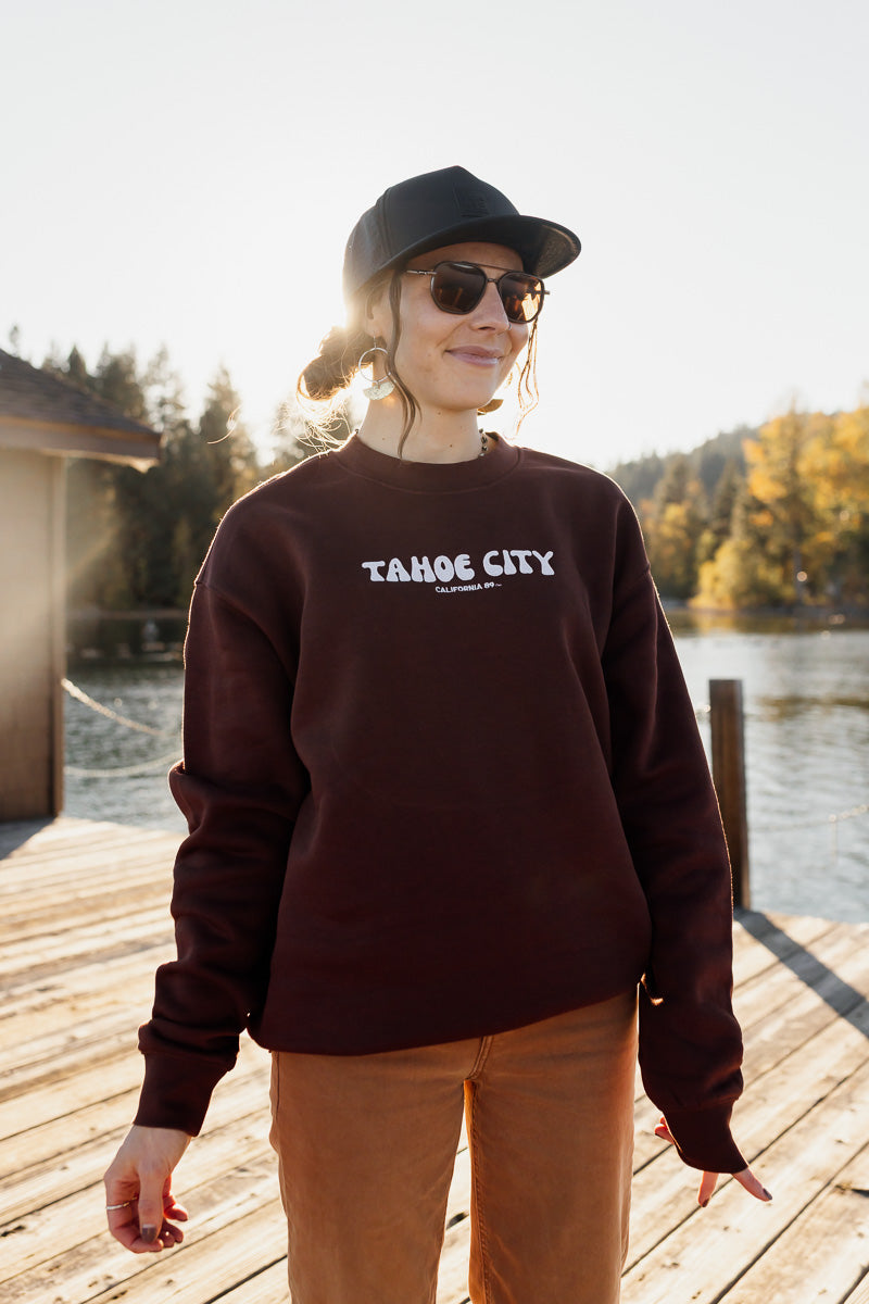 Tahoe City Bubble Crewneck in Chestnut