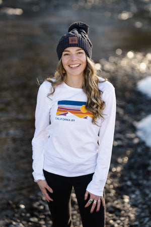 Women's Long Sleeve Sky and Mountain T-shirt | California 89
