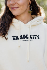 Unisex Bubble Tahoe City Hooded Sweatshirt in Bone, graphic