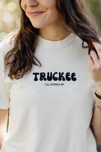 Unisex Bubble Truckee Short Sleeve T-Shirt in Ivory, graphic