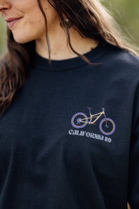 Unisex Long Sleeve Bike Truckee in Black, chest graphic