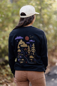 Unisex Long Sleeve Bike Truckee in Black, back print