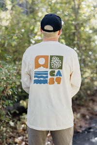Unisex Long Sleeve CA89 Blocks in Ivory, back print