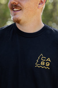 Unisex Long Sleeve Sierra Horizon in Black, chest logo