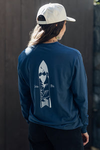 Unisex Long Sleeve Snowboard in Midnight, back print