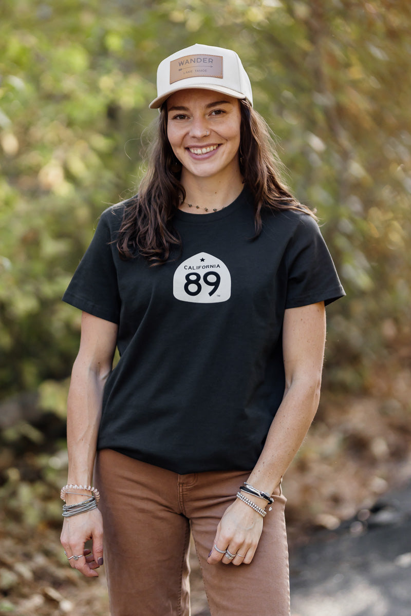 Women's Shield & Mountain Tee in Coal