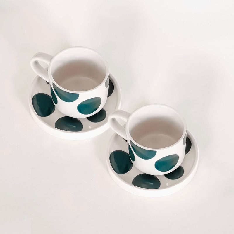 Espresso Dots Cup and Saucer Set of 2 | California 89
