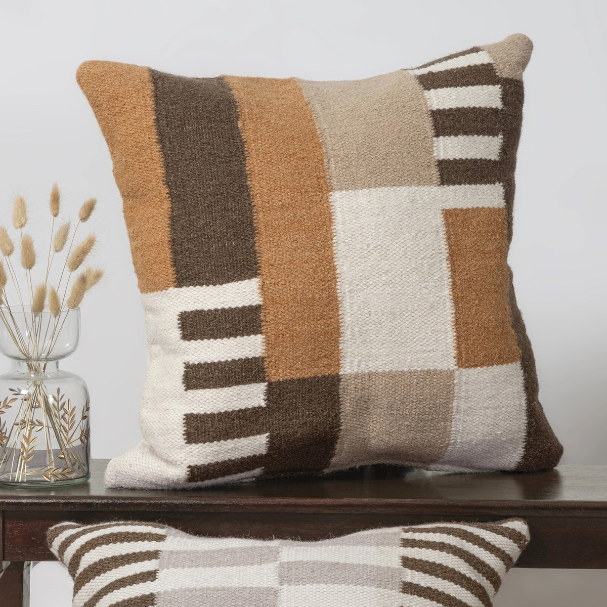 Modern Geometric Brown/Orange Throw Pillow 24"