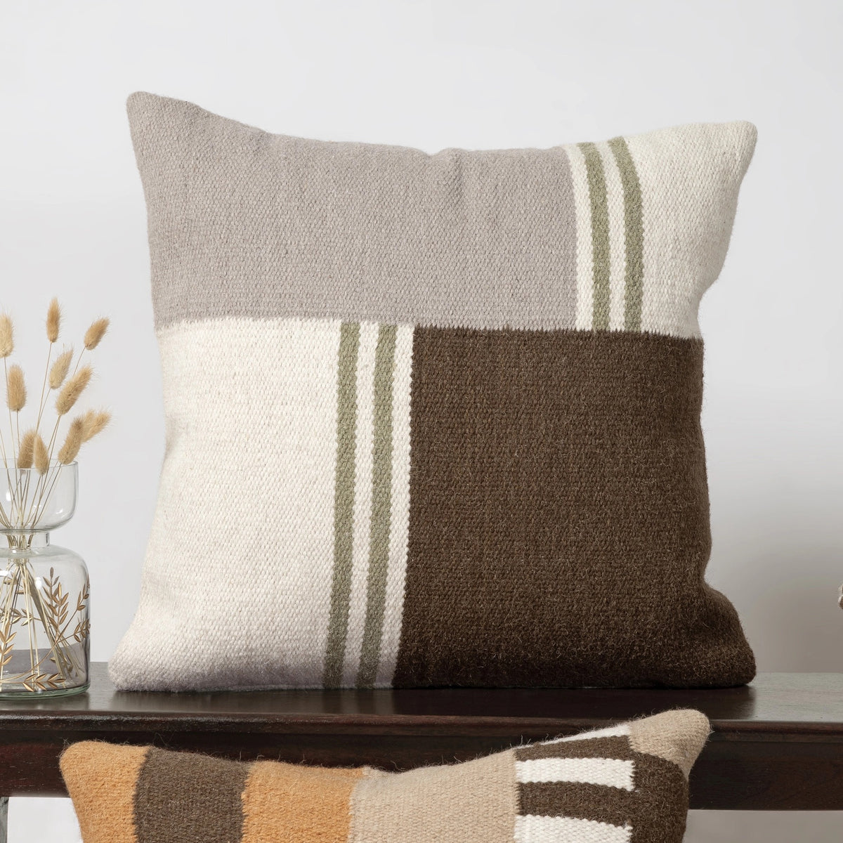 Modern Geometric Brown/Gray Throw Pillow 24"